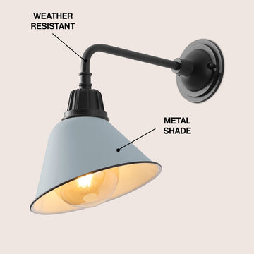 Croydon 9.63"  Farmhouse Industrial Indoor/Outdoor Iron LED Gooseneck Arm Outdoor Sconce